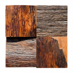 3D Solid Wood Mosaic Accent Wall - Weathered Solid Wood in Natural Wood Color