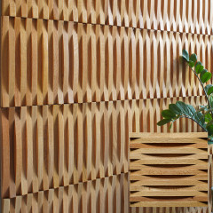Curved 3D Solid Wood Mosaic Accent Wall - Natural Color Northern Red Oak