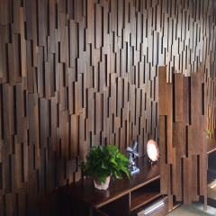 3D Solid Wood Mosaic Accent Wall - Pometia in Walnut color