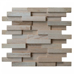 Red Oak | 3D Staggered Joint Solid Wood Mosaic Accent Wall