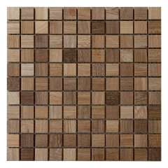 Teak | 11x11 Solid Wood Mosaic Accent Wall with Gaps