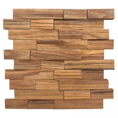 Hand-Split 3D Solid Wood Mosaic Accent Wall - Natural Wood Color Acacia mangium