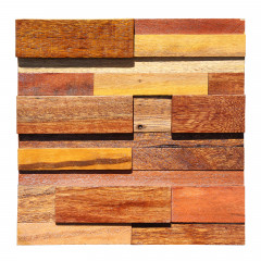 3D Solid Wood Mosaic Accent Wall - Natural Color Hardwood Medley