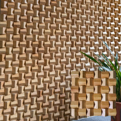 Triangular 3D Solid Wood Acoustic Diffuser Mosaic Wall - Natural Color Rubberwood