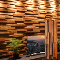3D Solid Wood Mosaic Accent Wall - Merbau