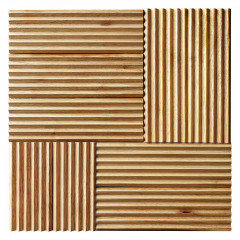 Rubberwood | 3D Triangular Notch Grid Solid Wood Mosaic Accent Wall