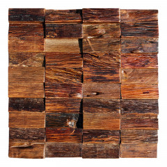 3D Weathered Ship Timber​ Mosaic Accent Wall - Weathered Ship Wood in Natural Wood Color