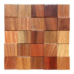 Cubic 3D Solid Wood Mosaic Accent Wall - Cumaru in Natural wood color