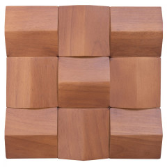 Triangular 3D Solid Wood Acoustic Diffuser Mosaic Wall - Brown colored Rubberwood