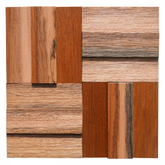 Wire-Brushed 3D Solid Wood Mosaic Accent Wall - Hardwood