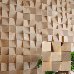 Angled 3D Solid Wood Acoustic Diffuser Mosaic Wall - Natural Color Pine