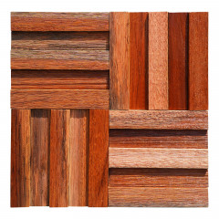 Wire-Brushed 3D Solid Wood Mosaic Accent Wall - Hardwood