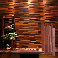 Merbau &amp;amp;amp;amp; Red Eucalyptus | Staggered 3D Solid Wood Mosaic Feature Wall