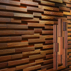 Merbau &amp;amp; Baikiae | 3D Staggered Solid Wood Mosaic Feature Wall