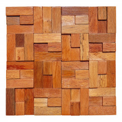 3D Solid Wood Mosaic Accent Wall - Natural Wood Color Sapele