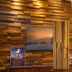 King Teak | 3D Solid Wood Mosaic Feature Wall