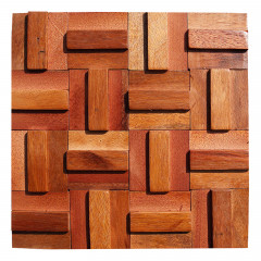 3D Solid Wood Mosaic Accent Wall - Natural Wood Color Sapele