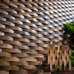 Woven 3D Solid Wood Mosaic Accent Wall - Natural Color North American Black Walnut