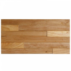 Rubberwood | 3D Solid Wood Mosaic Accent Wall with Square Notch &amp;amp;amp; Flat Surface