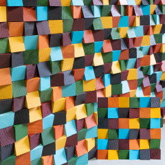 Beveled 3D Solid Wood Mosaic Accent Wall - Multicolor Pine