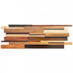 3D Solid Wood Mosaic Accent Wall - Natural Color Hardwood Medley