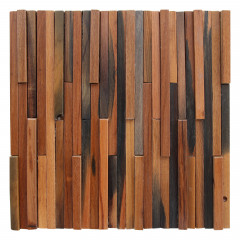 Slatted 3D Solid Wood Mosaic Accent Wall - Natural Color Reclaimed Ship Wood