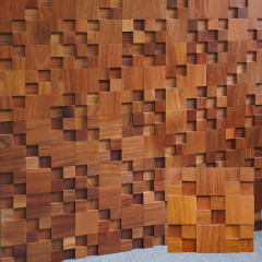 3D Solid Wood Mosaic Accent Wall - Cumaru in Natural wood color