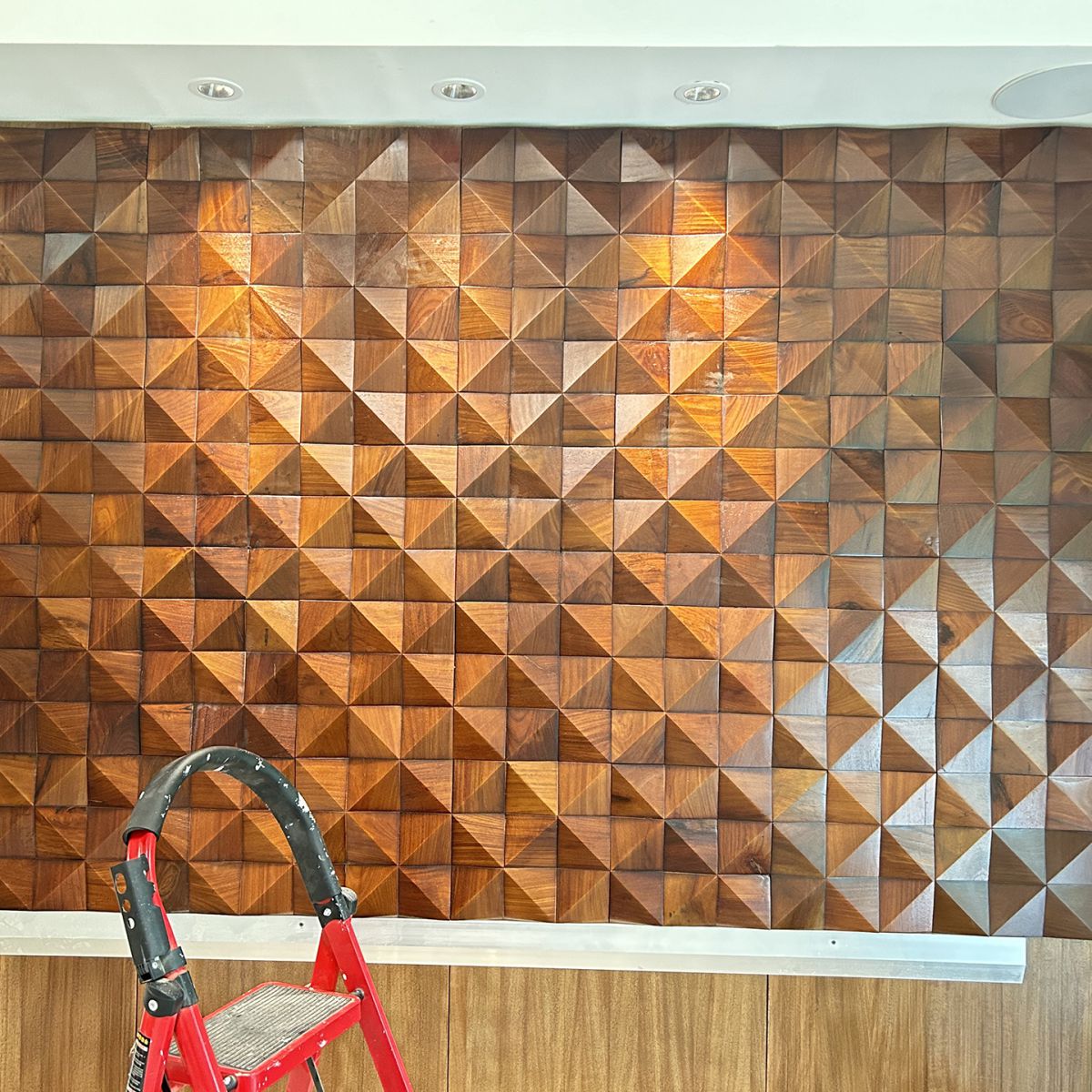 3D Diamond Shape | Solid Wood Mosaic Feature Wall