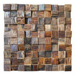 Granular 3D Solid Wood Mosaic Accent Wall - Weathered Solid Wood in Natural Wood Color