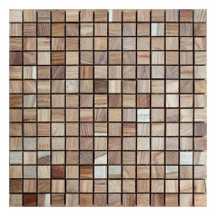 Matte rosewood Natural Colored | 14x14 Solid Wood Mosaic Accent Wall with Gaps