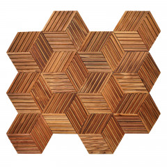Hexagonal Lattice 3D Solid Wood Mosaic Accent Wall - Charred Pine