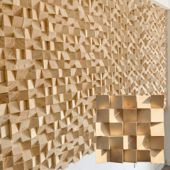 Pine | 3D Beveled Edge Cube Solid Wood Mosaic Feature Wall