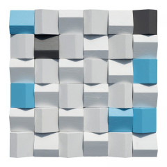 Triangular 3D Solid Wood Acoustic Diffuser Mosaic Wall - Lemon Eucalyptus Wood_Clored