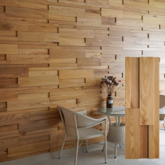 3D Solid Wood Mosaic Accent Wall - Natural Color Elm