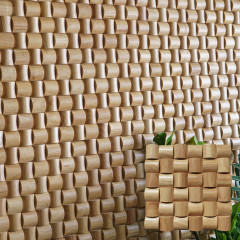 Curved 3D Solid Wood Mosaic Accent Wall - Natural Color Rubberwood