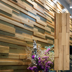 White Oak Natural Tone | 3D Solid Wood Mosaic Feature Wall