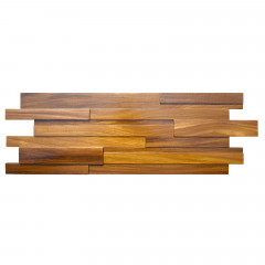 African King Teak | Long Strip Staggered Solid Wood Mosaic Feature Wall
