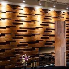 Birch Walnut Tone | Large Format 3D Solid Wood Mosaic Feature Wall