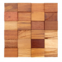 Cubic 3D Solid Wood Mosaic Accent Wall - Natural Color Hardwood Medley