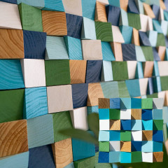 Beveled 3D Solid Wood Mosaic Accent Wall - Multicolor Pine
