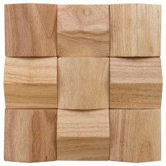 Triangular 3D Solid Wood Acoustic Diffuser Mosaic Wall - Natural Color Rubberwood