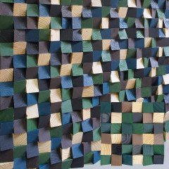Beveled 3D Solid Wood Mosaic Accent Wall - Multicolor Pine
