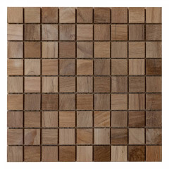 Teak | 9x9 Solid Wood Mosaic Accent Wall with Gaps