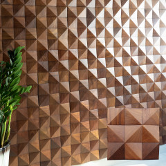 Cumaru in Walnut Tone | Rhombus 3D Solid Wood Mosaic Feature Wall