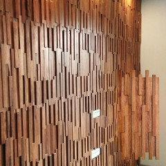 3D Solid Wood Mosaic Accent Wall - Pometia in Natural Wood Color
