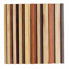 Hardwood, Natural Tone | 3D Grid Solid Wood Mosaic Feature Wall