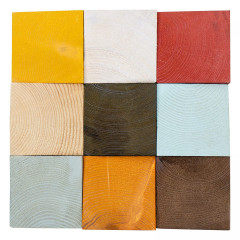 Angled 3D Solid Wood Mosaic Accent Wall - Multicolor Pine