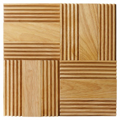 Rubberwood | 3D Solid Wood Mosaic Accent Wall with Flat Surface &amp;amp;amp; Square Notch