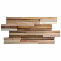 Hardwood | 3D Staggered Notch Solid Wood Mosaic Accent Wall