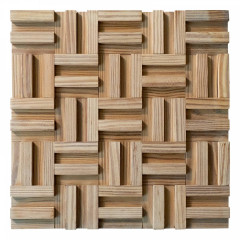 Pine | 3D Four-Strip Solid Wood Mosaic Accent Wall
